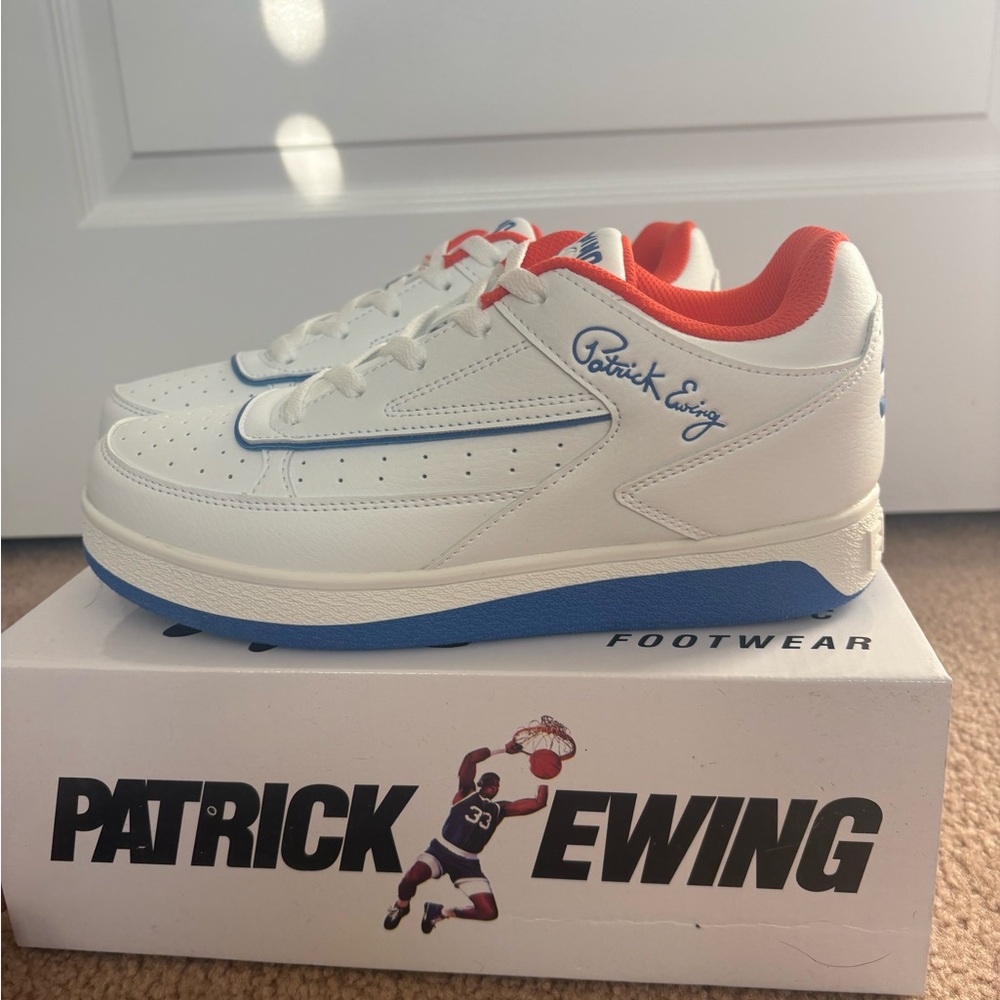 Patrick Ewing White and Blue Men's Athletic Shoes